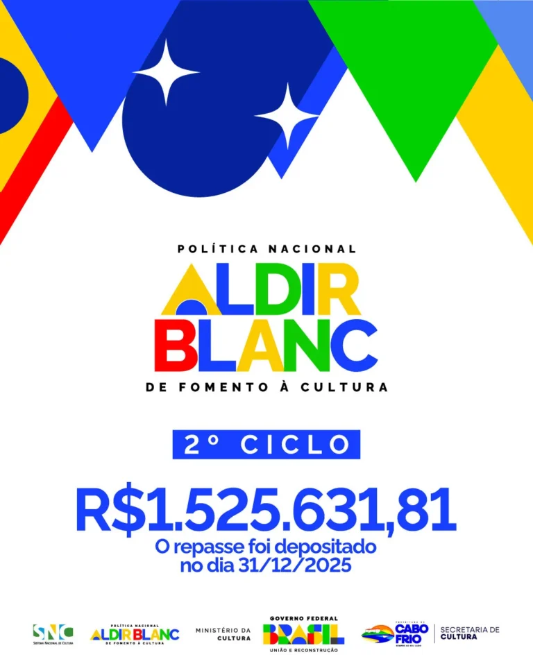 Cabo Frio Recebe R$ 1,5 Milhão da Política Nacional Aldir Blanc: Impulsão Cultural A Vista