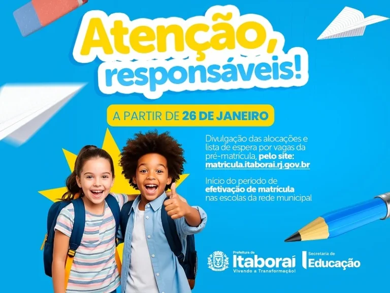 Educação de Itaboraí Anuncia Alocações e Lista de Espera da Pré-Matrícula 2026 Educação de Itaboraí Anuncia Alocações e Lista de Espera da Pré-Matrícula 2026