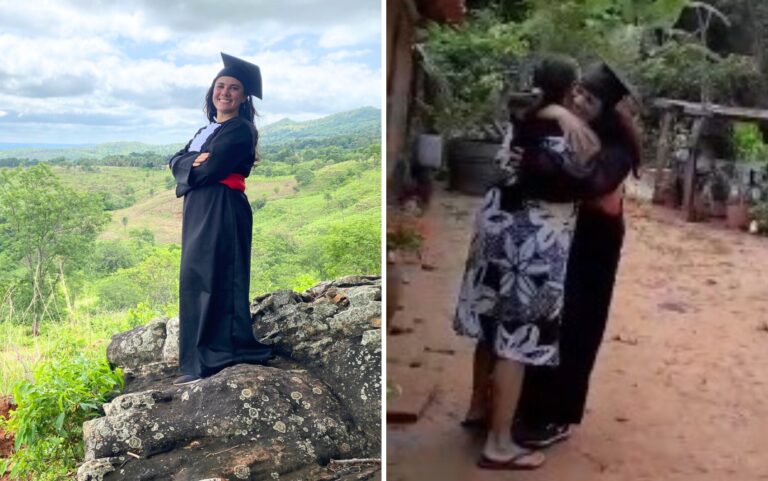 Promessa Cumprida: Jovem Viaja 35 Horas de Ônibus Vestida de Beca Promessa Cumprida: Jovem Viaja 35 Horas de Ônibus Vestida de Beca